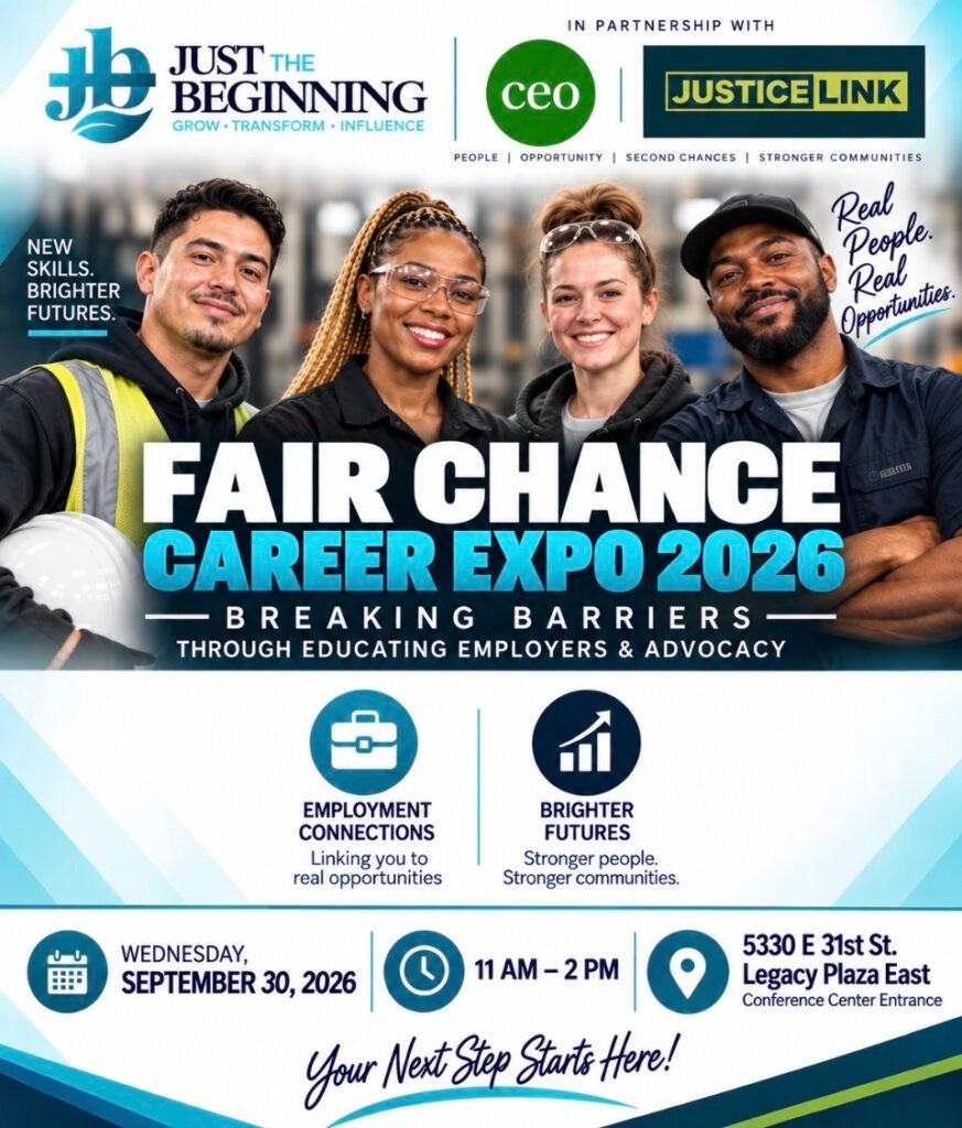 2026 Fair Chance Career Expo

Join us for the 2026 Fair Chance Career Expo, where 30+ employers are ready to connect with individuals seeking meaningful employment and career opportunities. This event creates a welcoming space for job seekers to meet employers, explore career pathways, and discover opportunities for a fresh start.

Come prepared to connect, network, and take your next step toward a brighter future!
